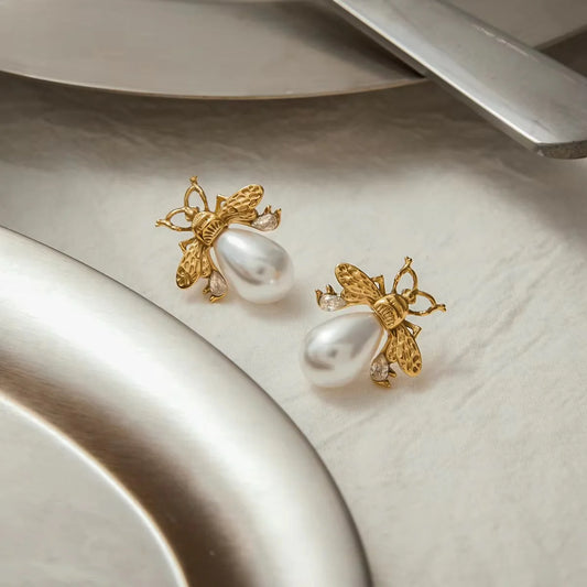 Pearly Bee Earrings