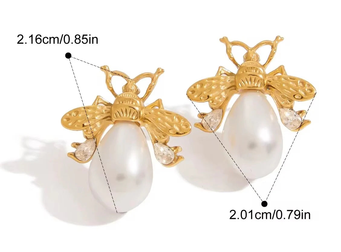 Pearly Bee Earrings