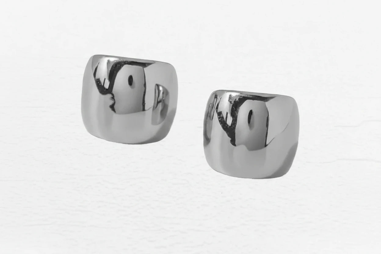 Chunky Ear Cuff Earrings (Silver)