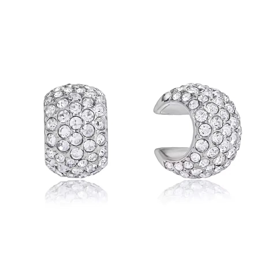 Dion Studded Ear Cuff Earrings (Silver)