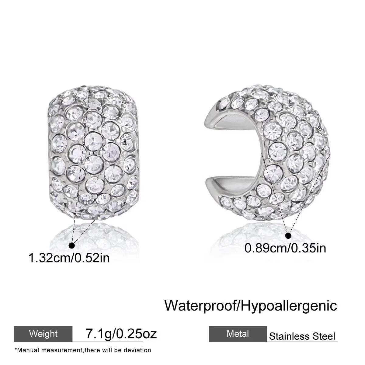 Dion Studded Ear Cuff Earrings (Silver)