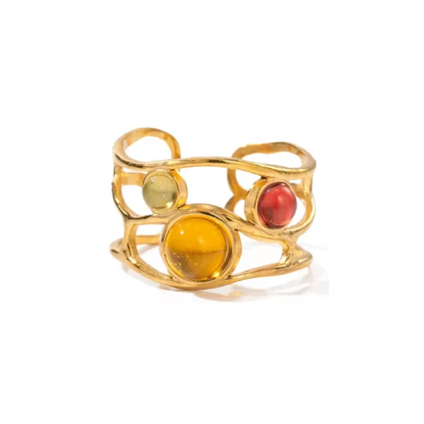 Lola gold cage ring with colourful beads