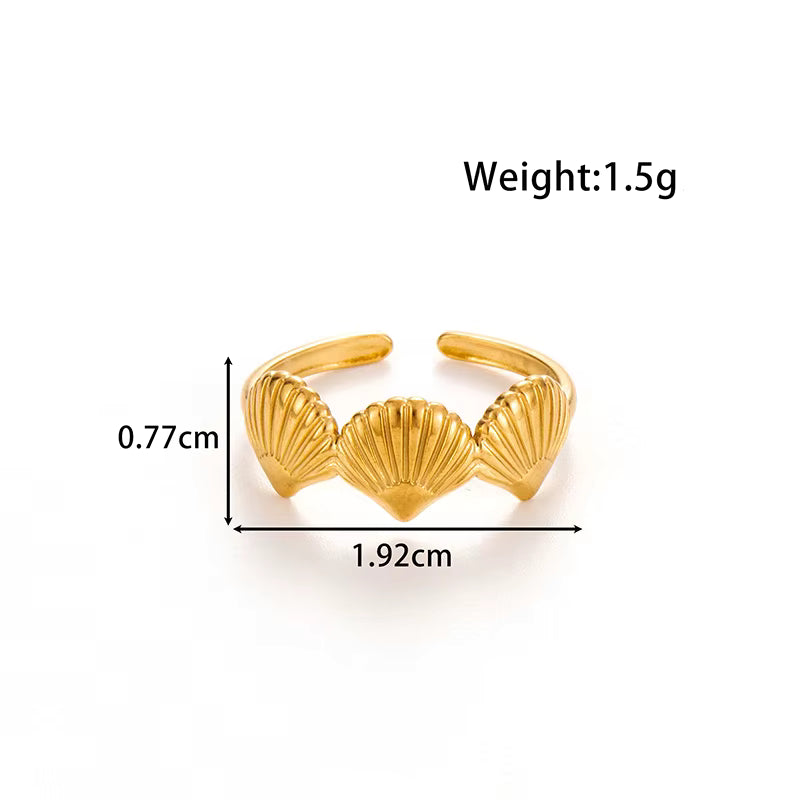 Shelley gold band ring of textured scallop shells, view 6