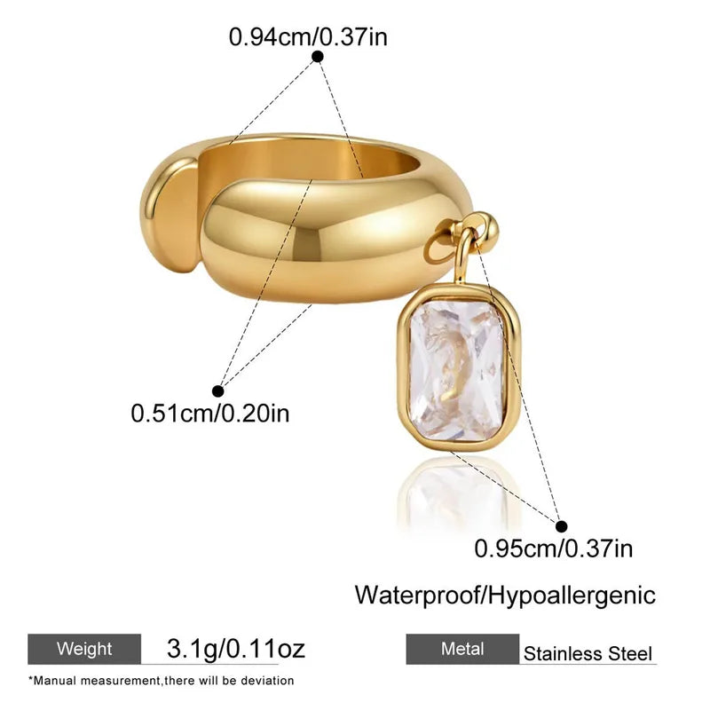 Charm Ear Cuff Earrings (Rectangle)