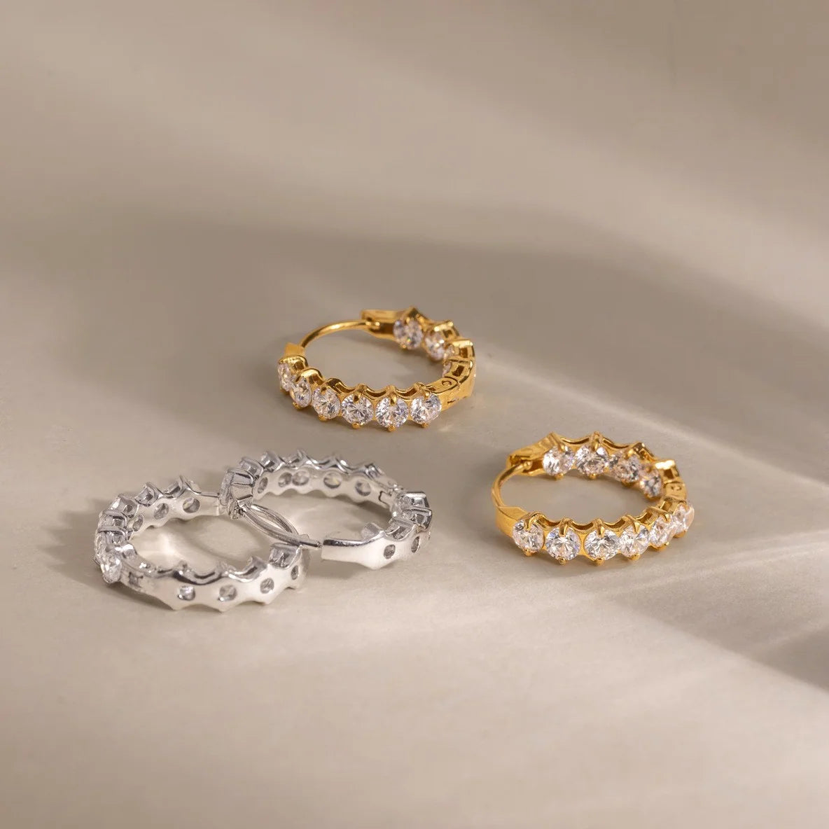 Serena gold crystal zigzag hoop earrings, view 4