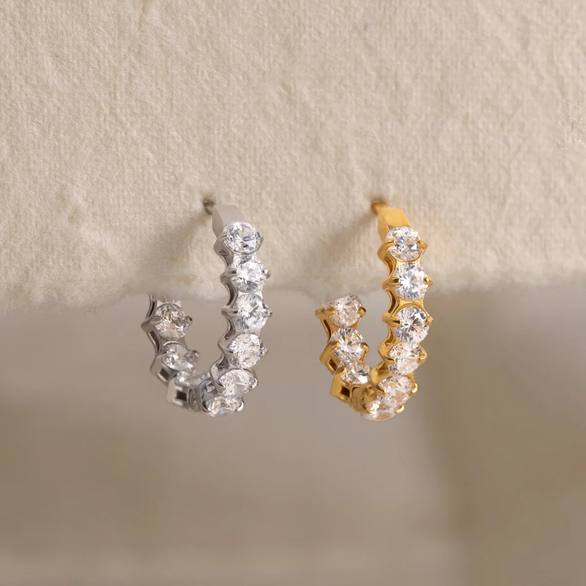 Serena gold crystal zigzag hoop earrings, view 5