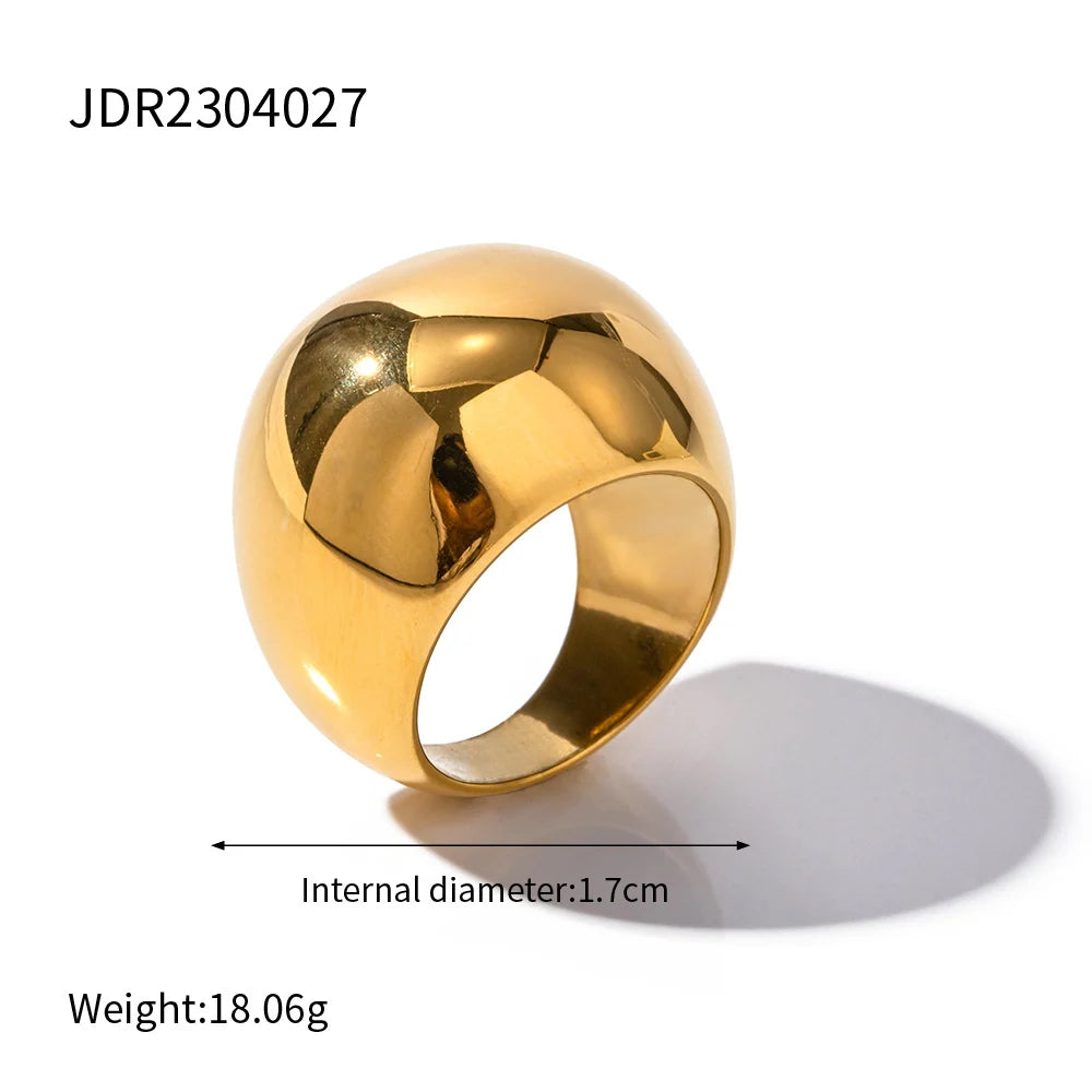 Romy chunky polished gold dome ring, view 3