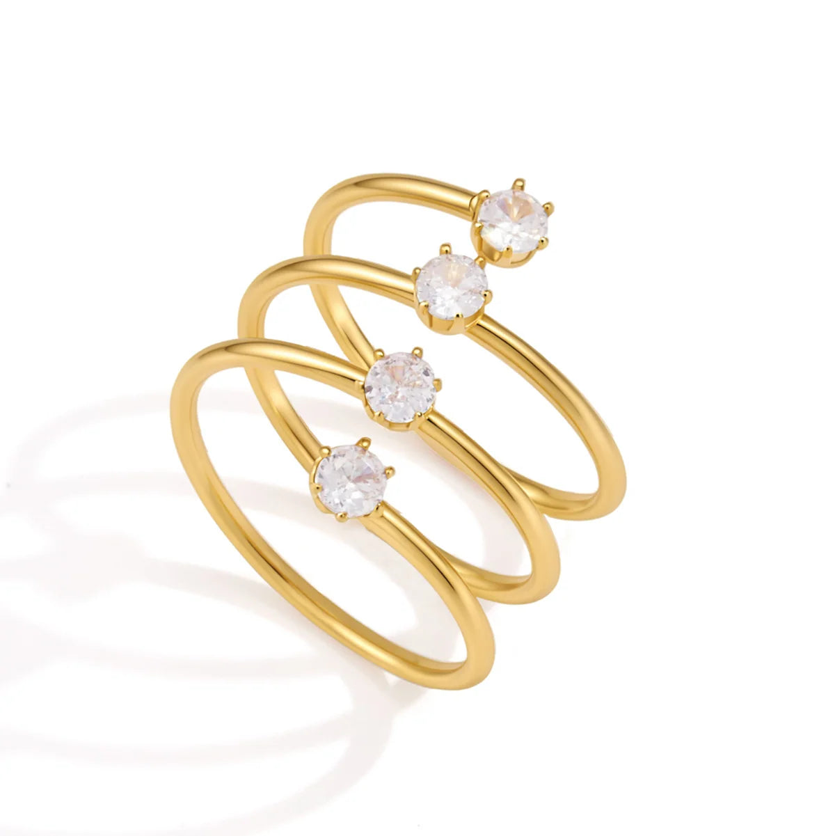 Sadie gold spiral coil ring with four round stones