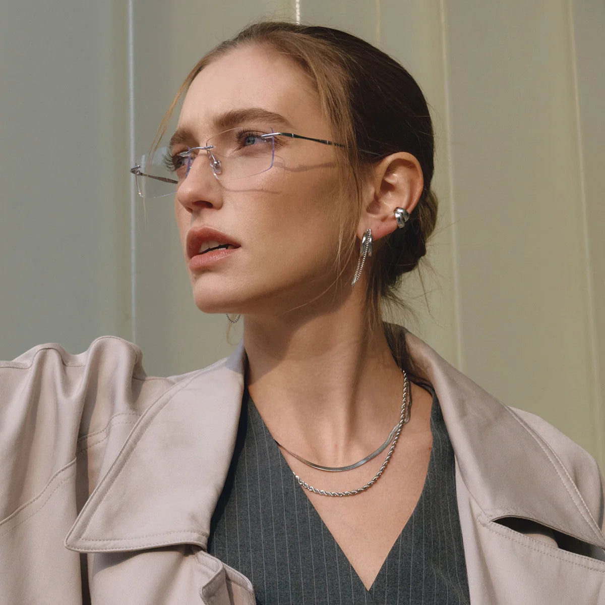 Silver Baddie Ear Cuff Earrings