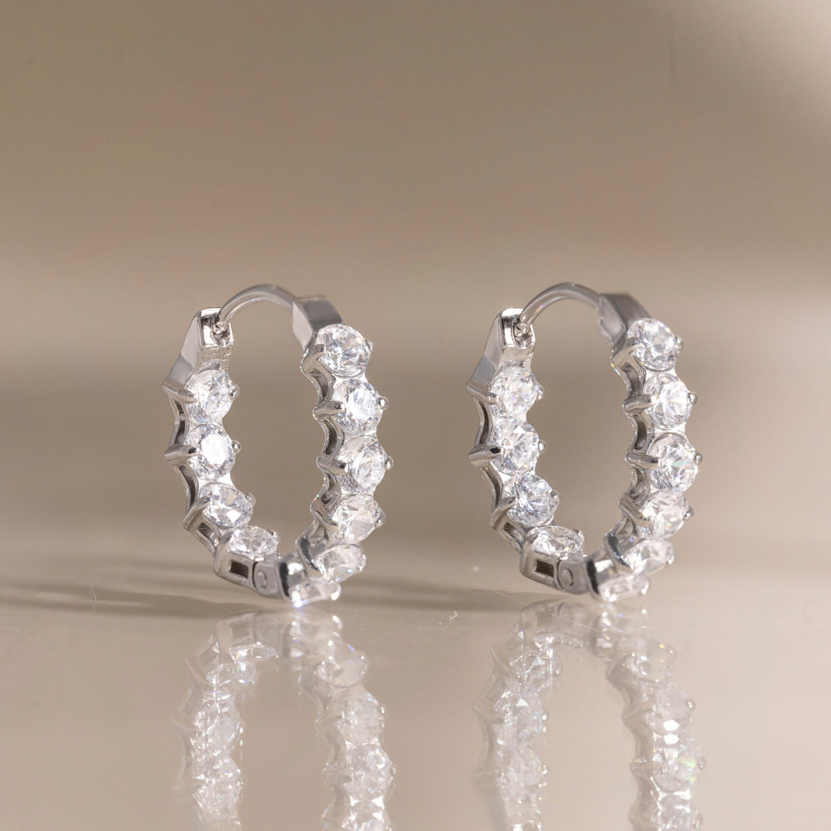 Serena silver crystal zigzag hoop earrings, view 4