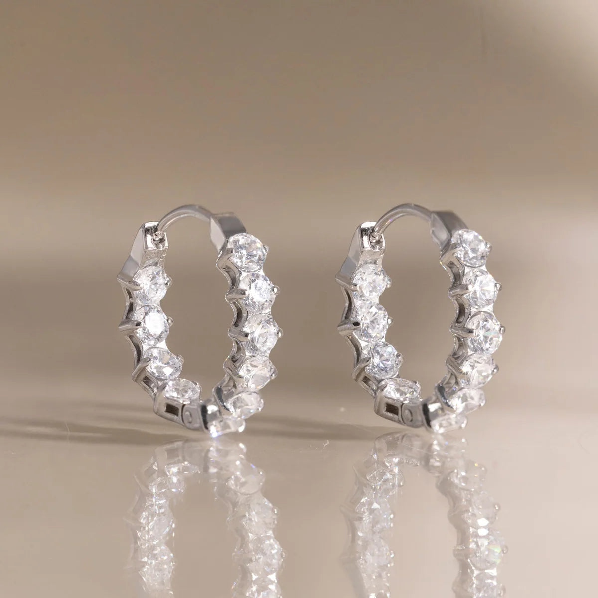 Serena silver crystal zigzag hoop earrings, view 3