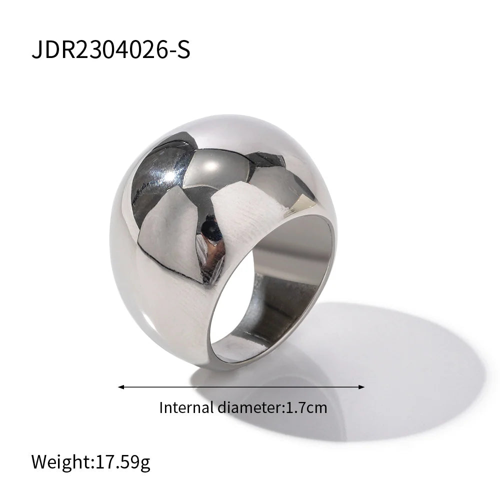 Romy chunky polished silver dome ring, view 2