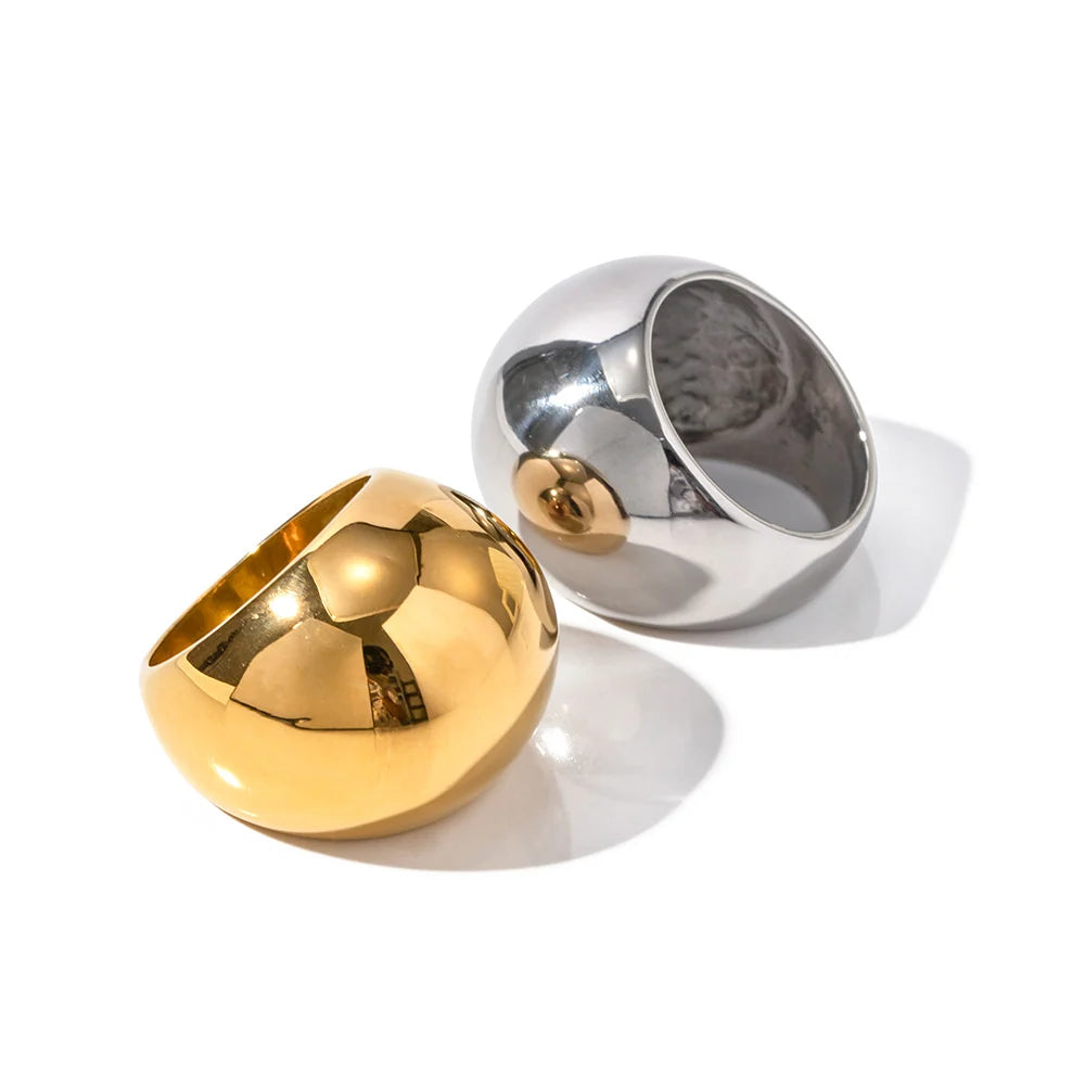 Romy chunky polished gold dome ring, view 5