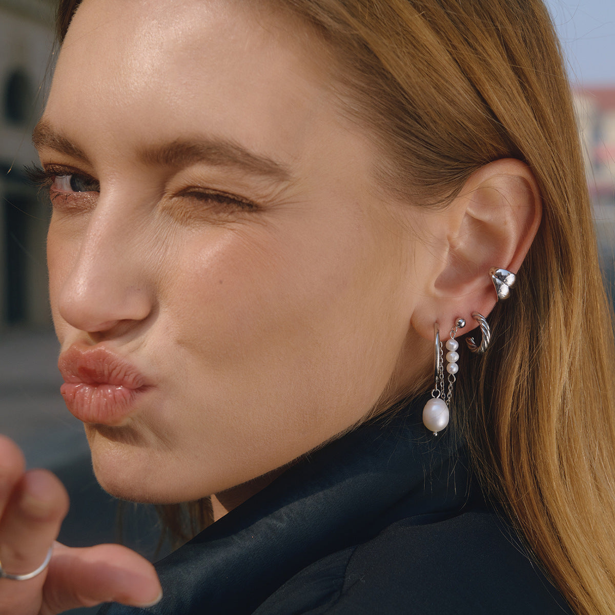 Silver Baddie Ear Cuff Earrings