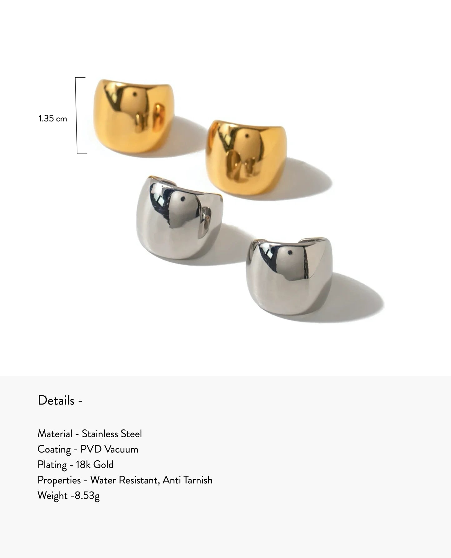 Chunky Ear Cuff Earrings (Gold)