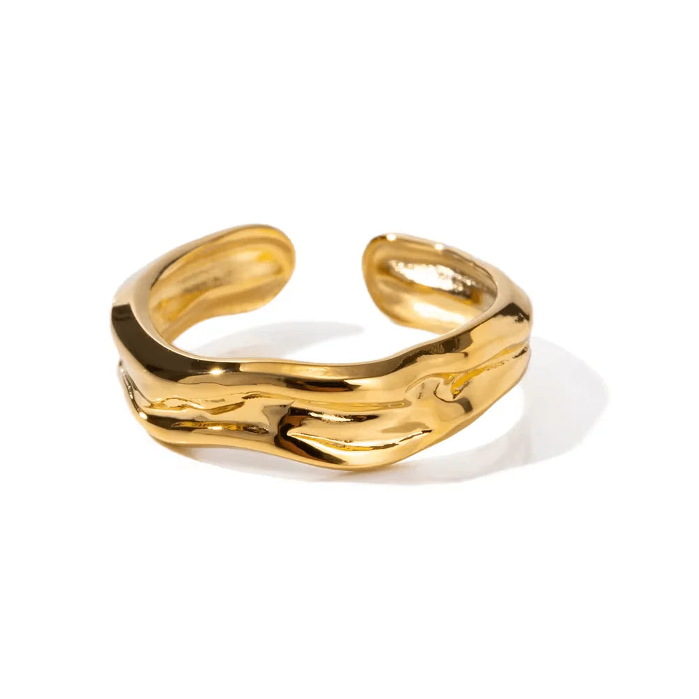 Octavia hammered textured gold band ring