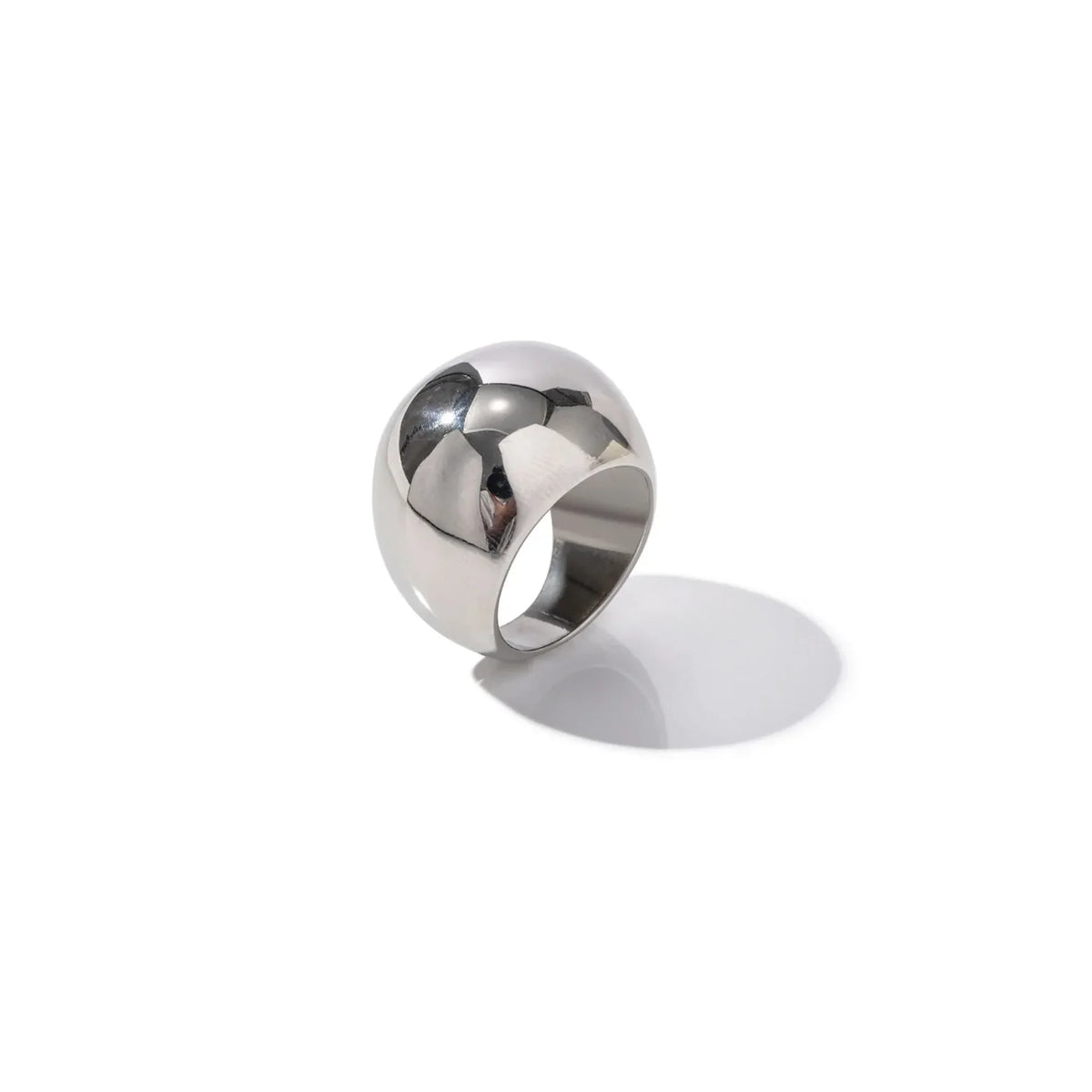 Romy chunky polished silver dome ring