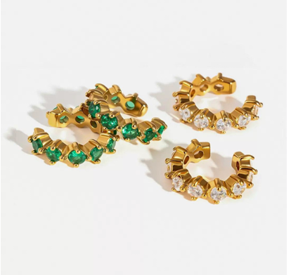 Nia Ear Cuff Earrings (Green)