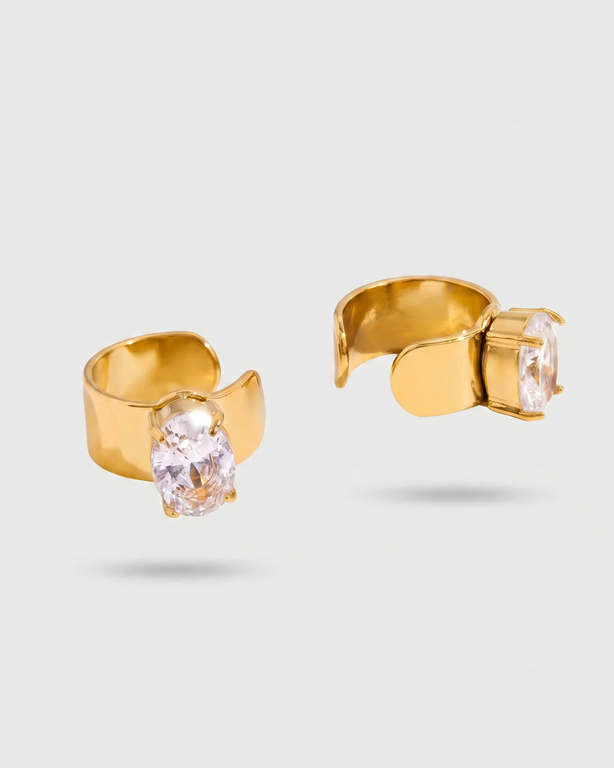 Facet Classic Ear Cuff Earrings (Oval)
