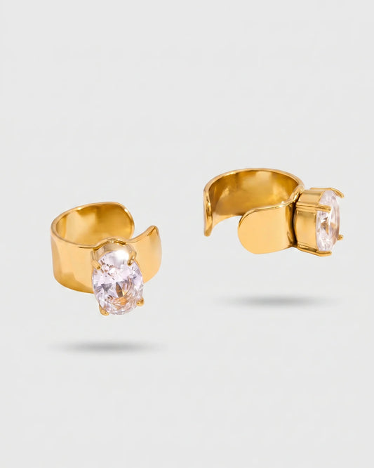 Facet Classic Ear Cuff Earrings (Oval)