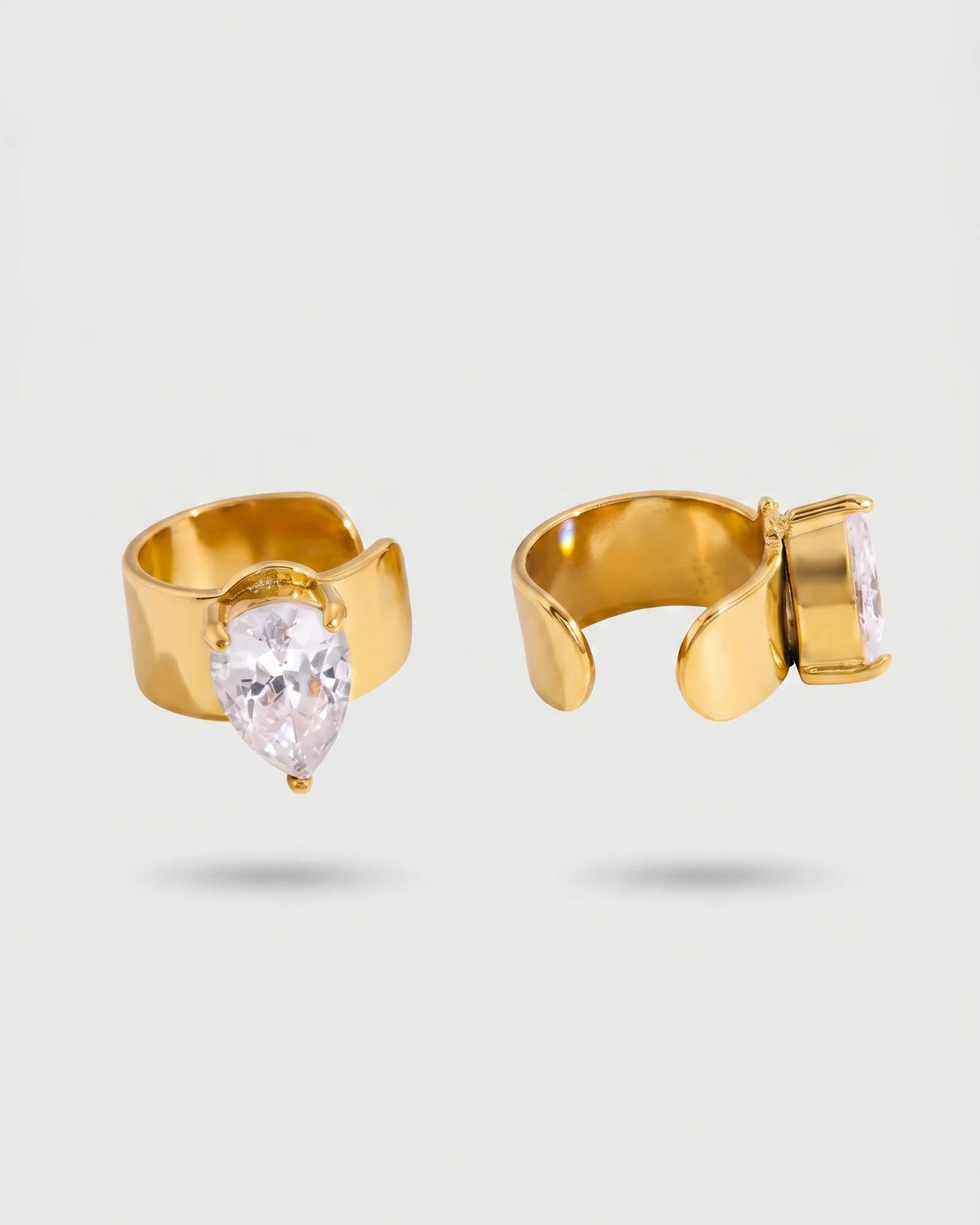 Facet Classic Ear Cuff Earrings (Pear)