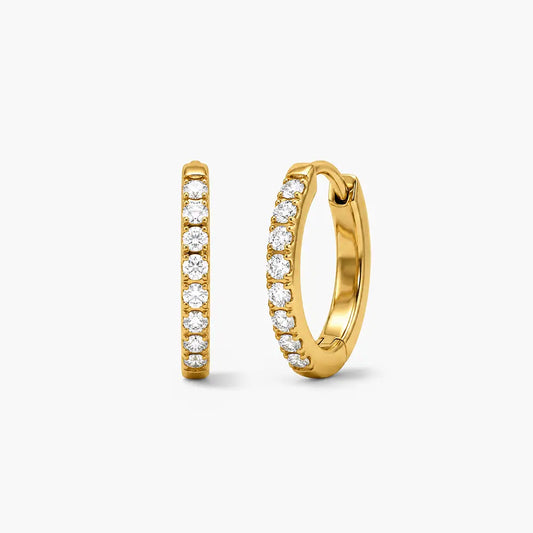 Nell slim gold pave crystal huggie hoop earrings