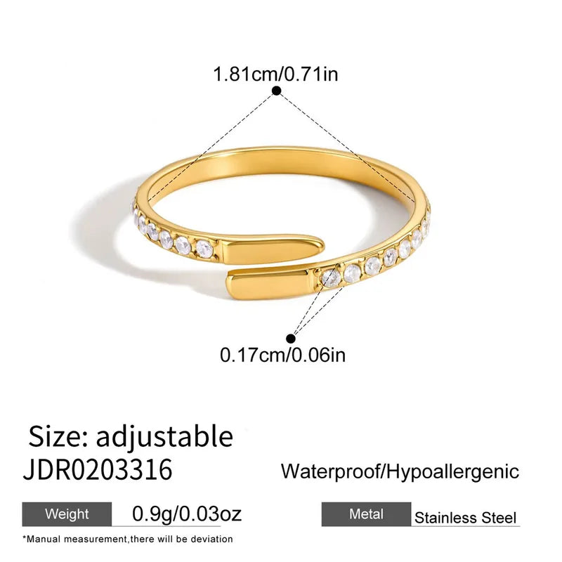 Hailey slim gold bypass ring with a pave band, view 2