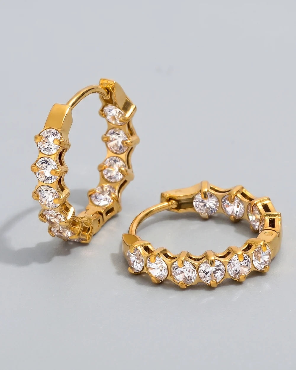 Serena gold crystal zigzag hoop earrings, view 3