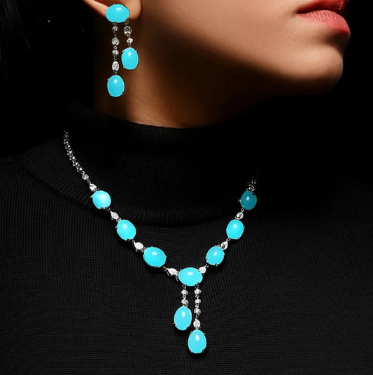 Divinity Diamond Necklace Set (Ocean Blue)