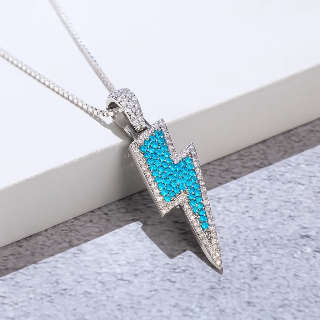 Iced Out Flash Pendant for Men (Blue)