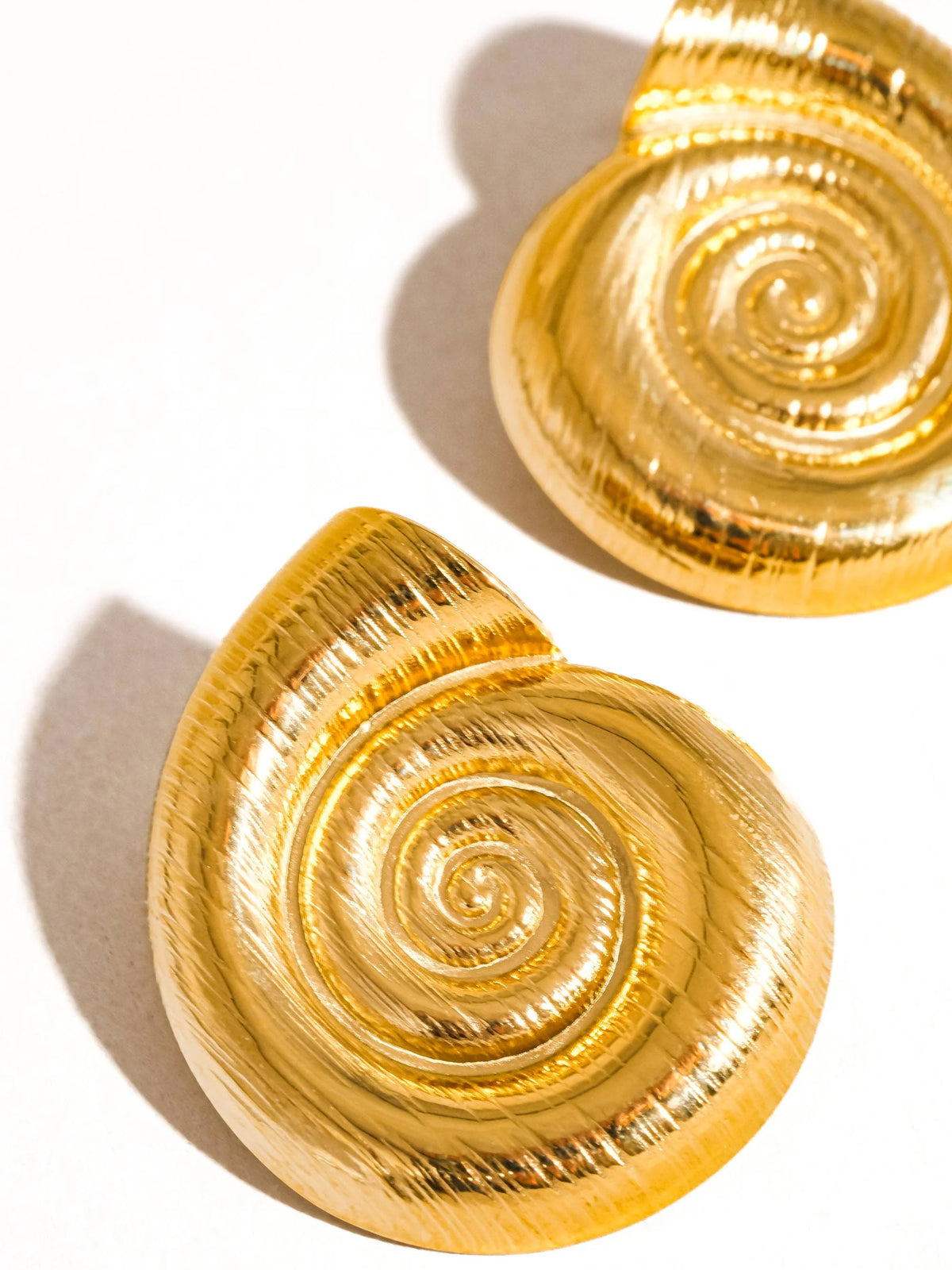 Celia gold spiral seashell stud earrings, view 5