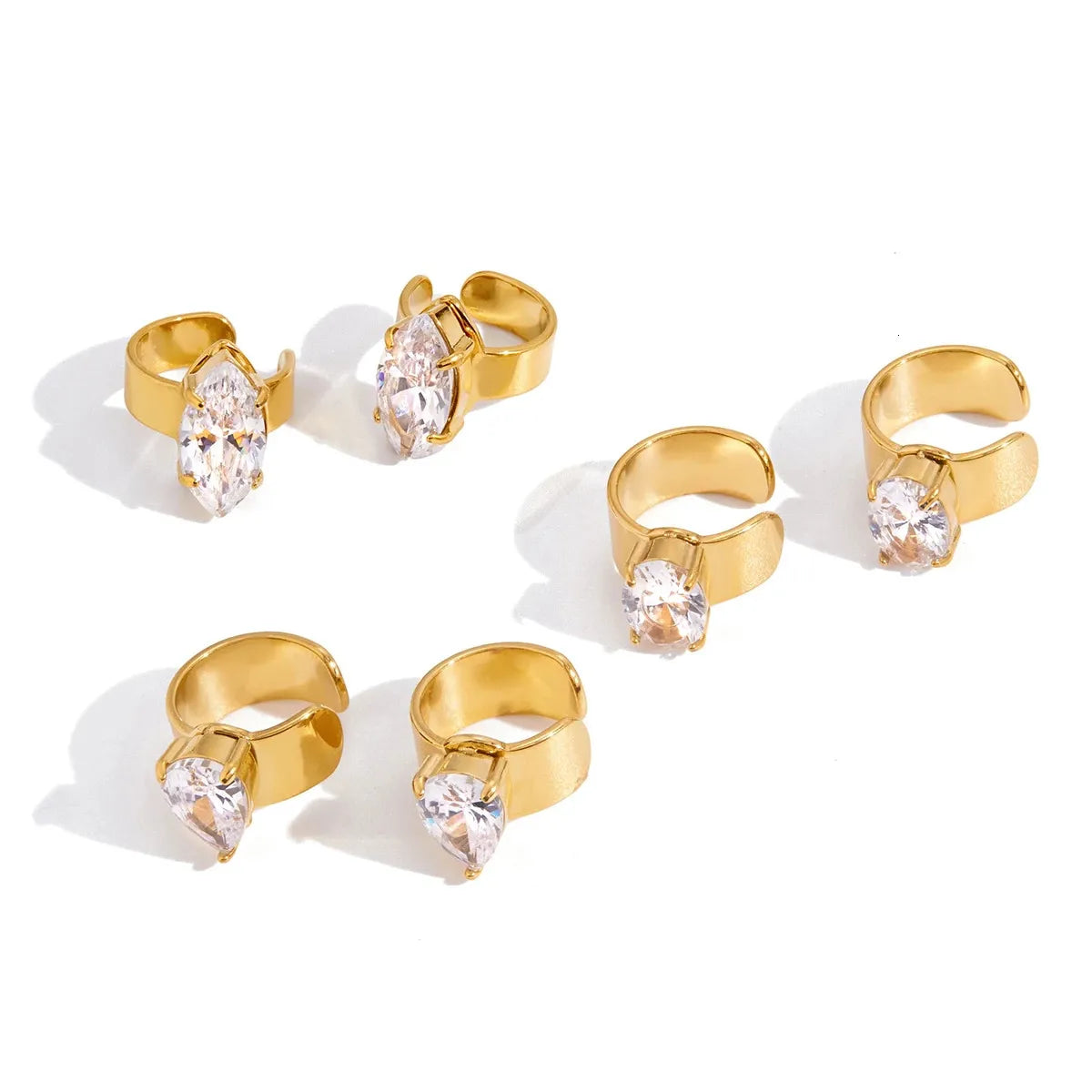 Facet Classic Ear Cuff Earrings (Pear)