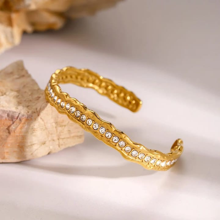Hustler Diamond Studded Cuff Bracelet
