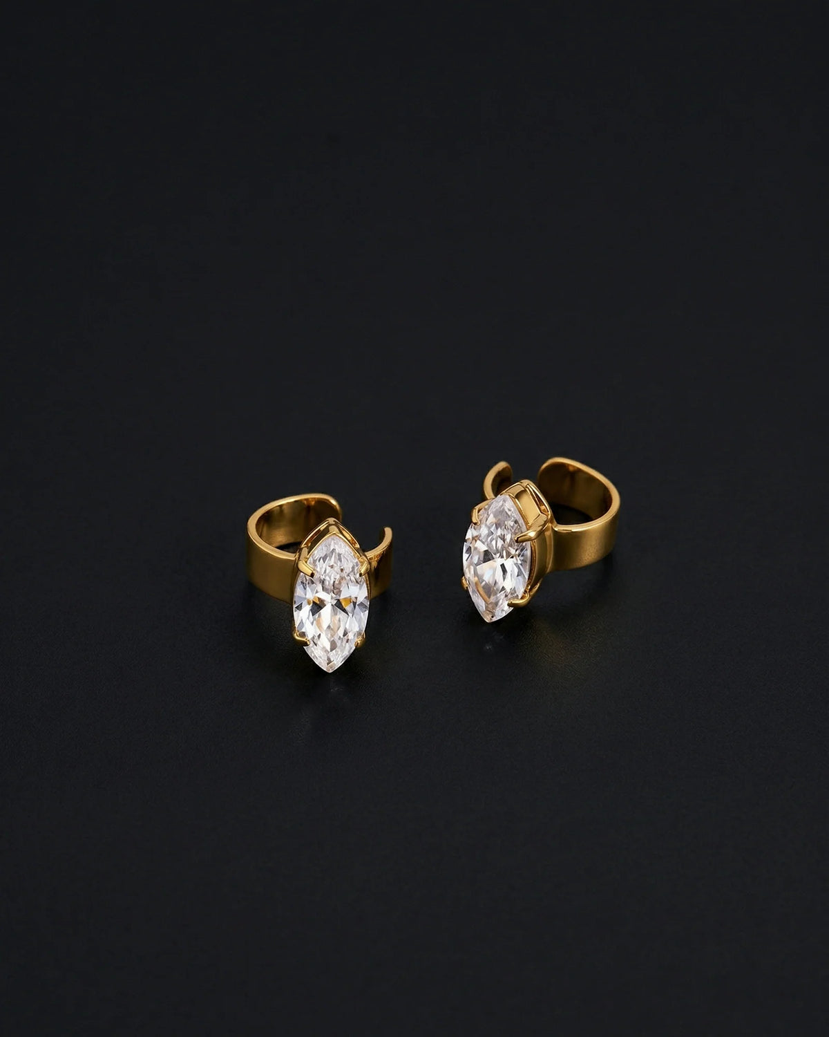 Facet Classic Ear Cuff Earrings (Marquise)