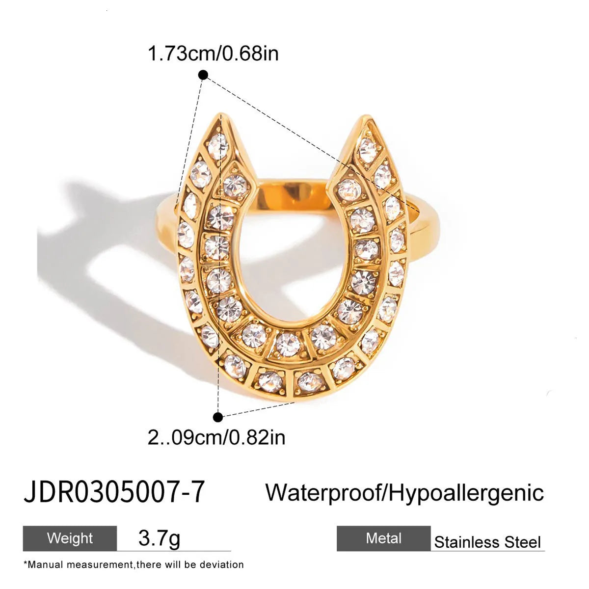 Harper gold pave horseshoe ring, view 2