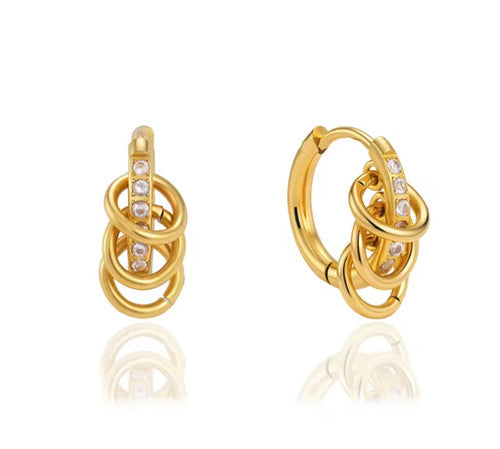 Lorraine gold huggie earrings with interlocked rings