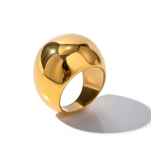 Romy chunky polished gold dome ring