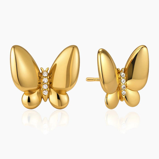 Brielle gold butterfly stud earrings with crystal body