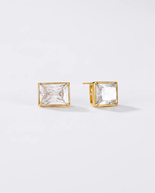 Audra gold square crystal stud earrings