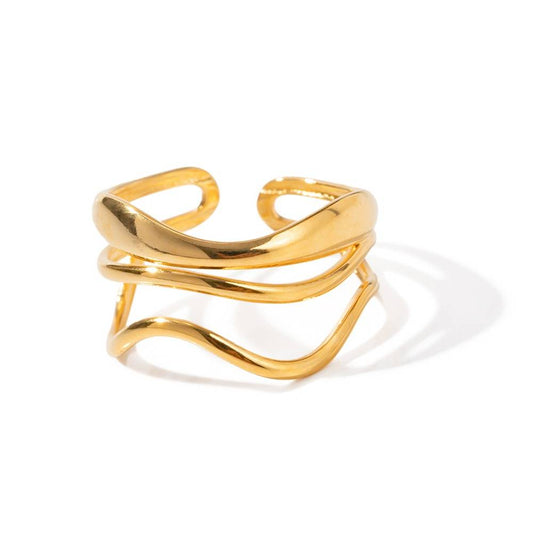 Brooke gold wavy triple line open ring