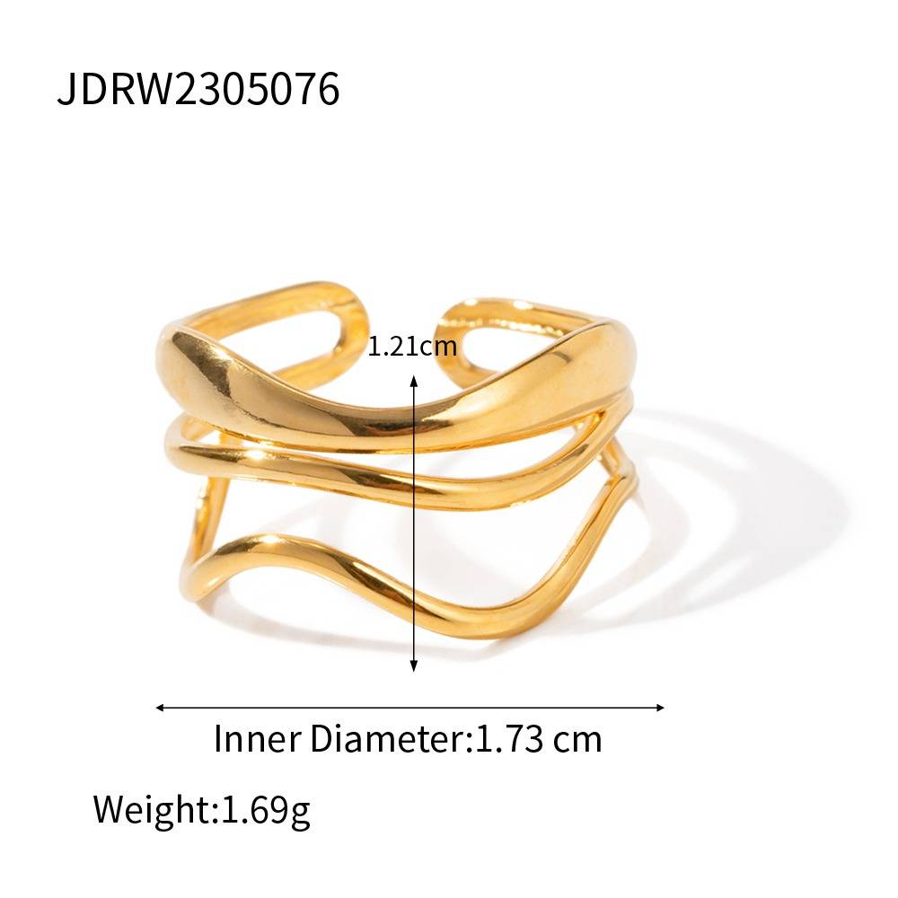 Brooke gold wavy triple line open ring, view 2