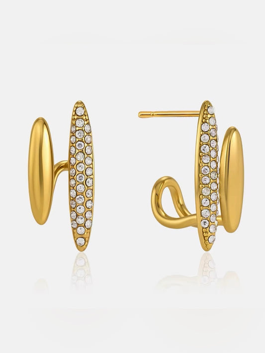 Kendall gold pave double bar ear climber earrings
