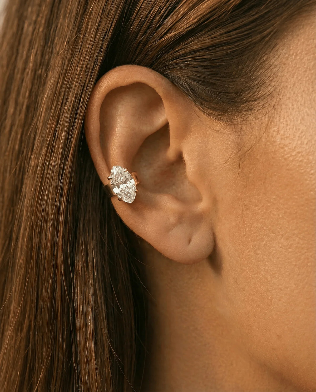 Facet Classic Ear Cuff Earrings (Marquise)