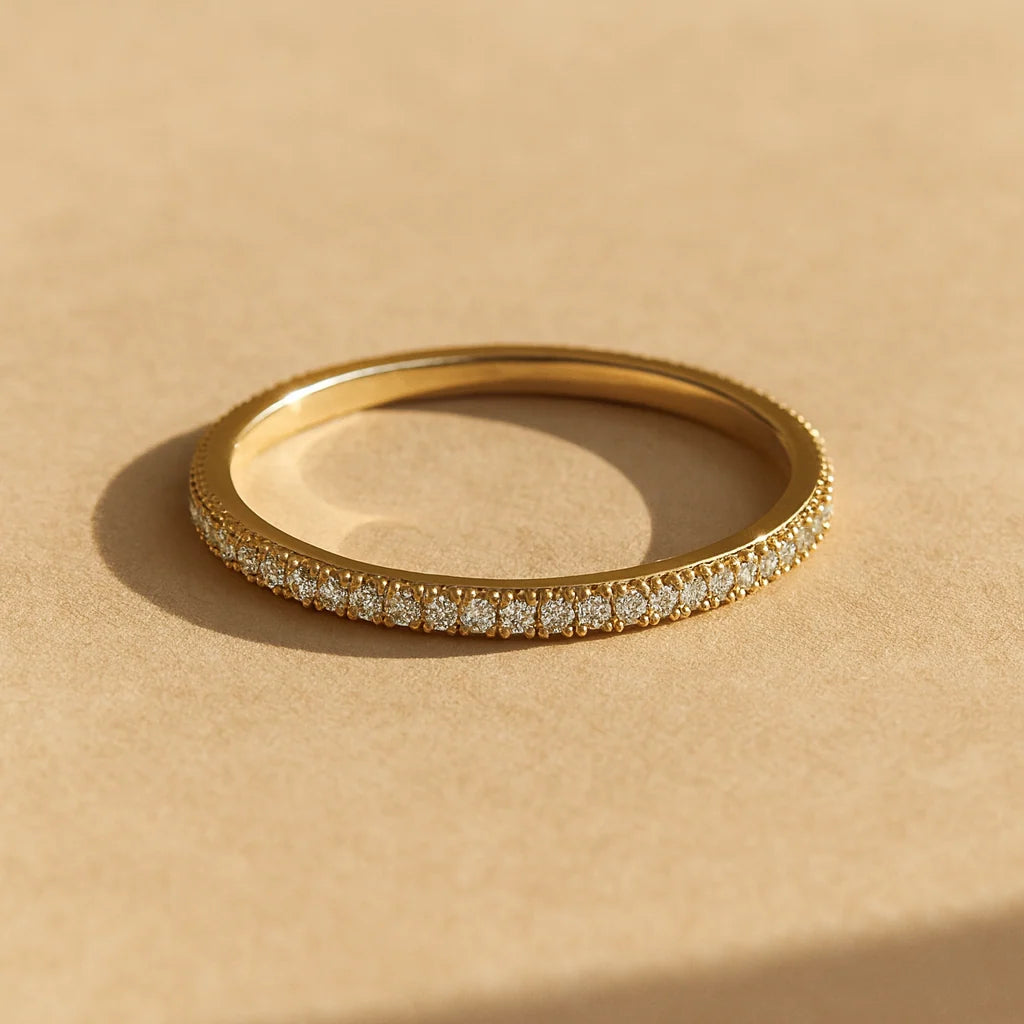 Eleanor slim gold pave eternity band