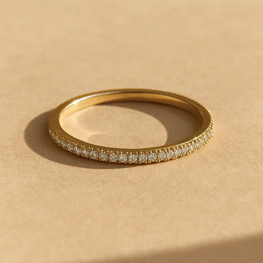Eleanor slim gold pave eternity band