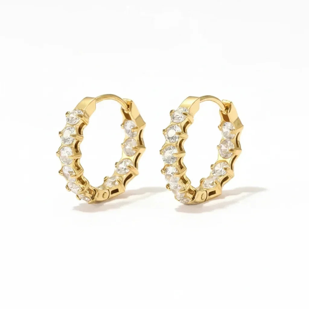 Serena gold crystal zigzag hoop earrings