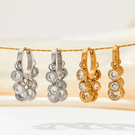 Lia Diamond Dangler Earrings (White)