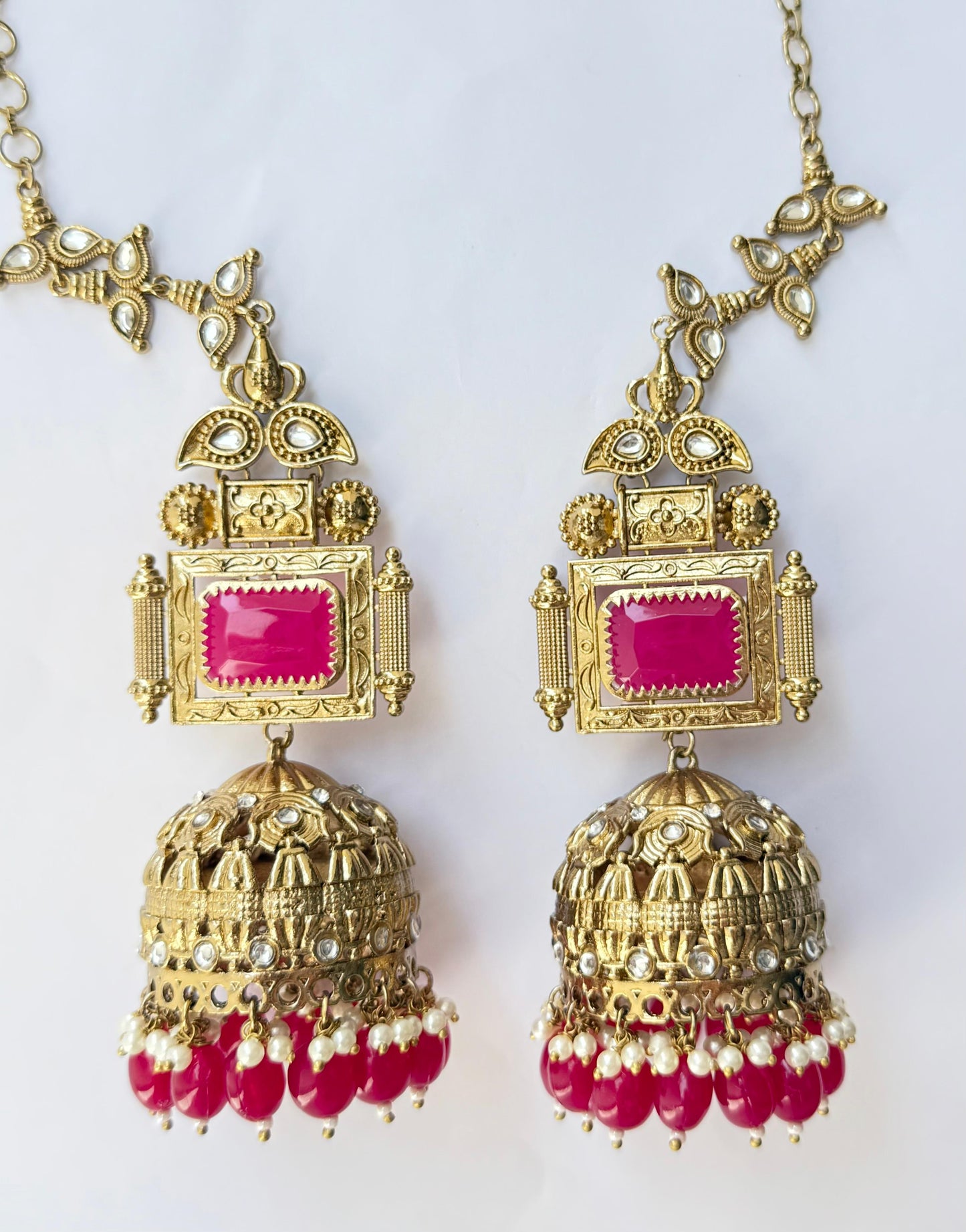 Mahima Jhumka Earrings (Maroon)