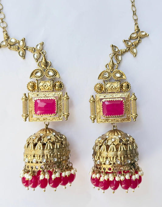 Mahima Jhumka Earrings (Maroon)