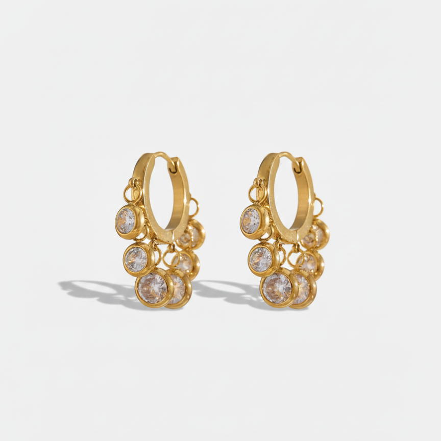 Lia Diamond Dangler Earrings (White)